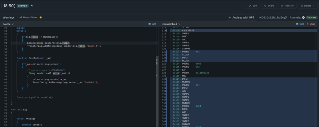 Advanced Code View | monitoring blockchain transactions